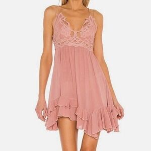 Free People one Adella slip dress in rose pink